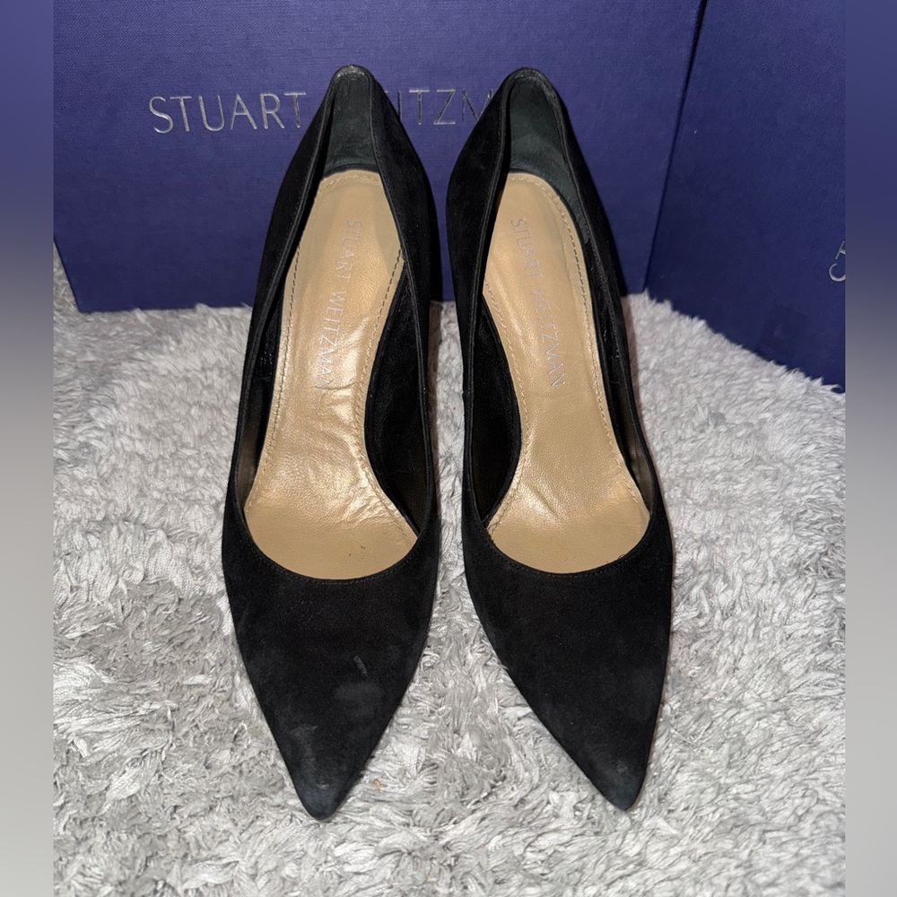 STUART WEITZMAN suede pointed toe heels